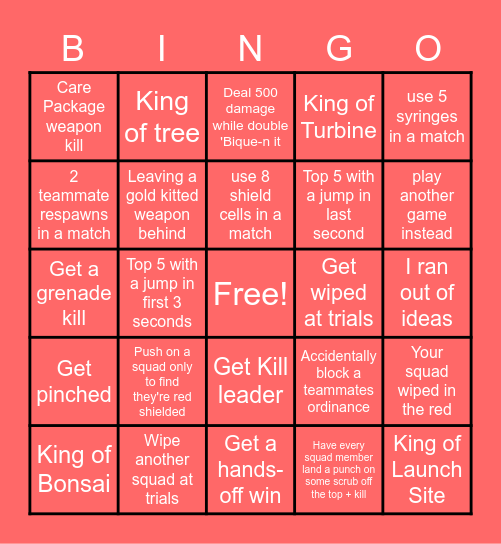 Apex Bingo Card