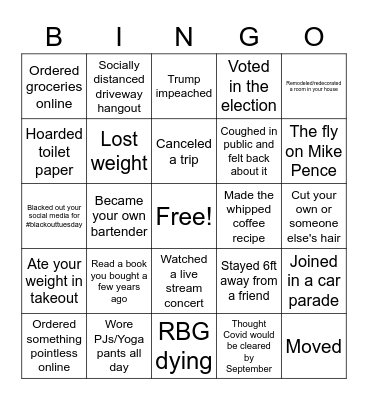 NYE Bingo- F*ck Off 2020 Bingo Card