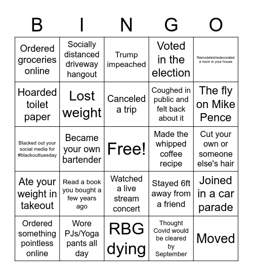 NYE Bingo- F*ck Off 2020 Bingo Card