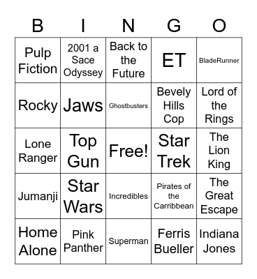 Movie Bingo Card