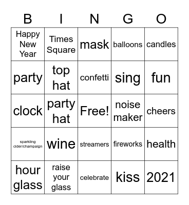 New Year's Eve Bingo Card
