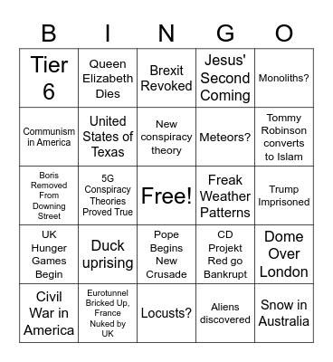 2021 Bingo Card
