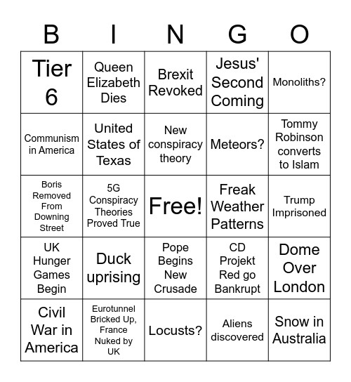 2021 Bingo Card