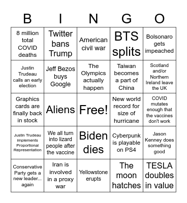 2021 Impossible BINGO Card