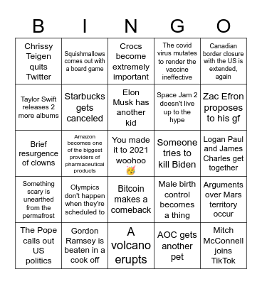 2021 Bingo Card
