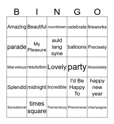 P.I. BINGO - New Year's Edition! Bingo Card