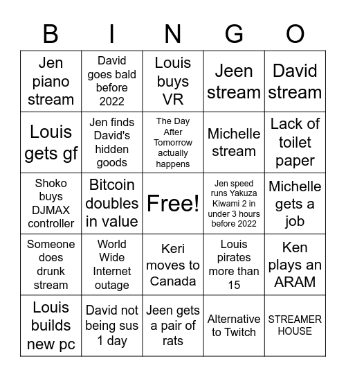 2021 Bingo Card