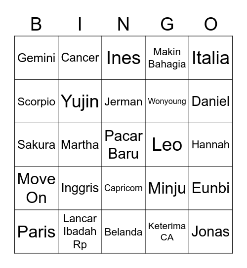 Bingo Card