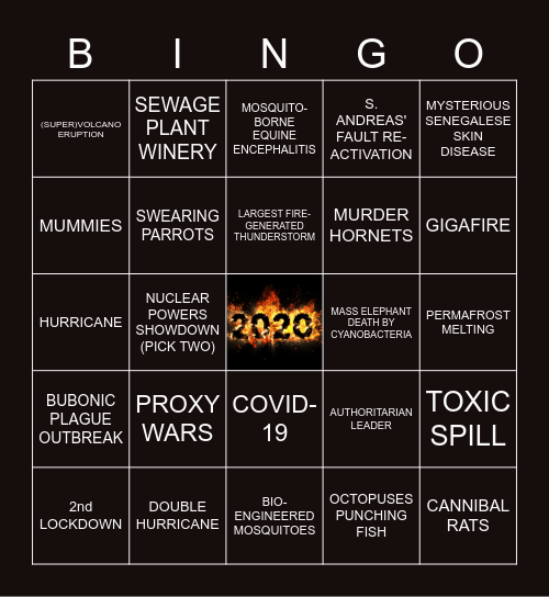 IT'S TWO THOUSAND AND TWENTY, BABY! Bingo Card