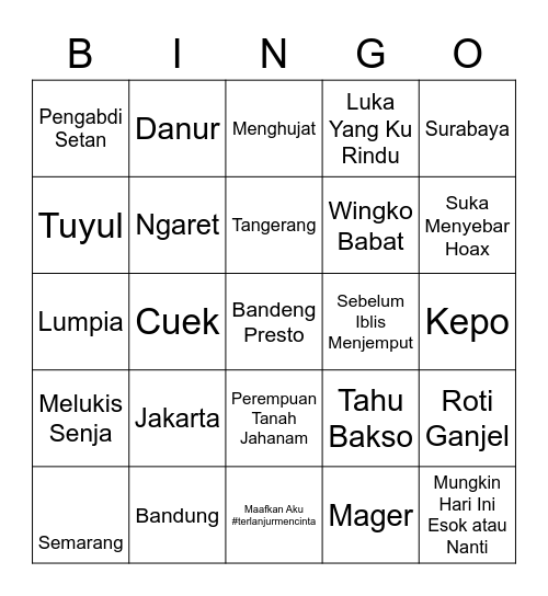 PUNYA LULU Bingo Card