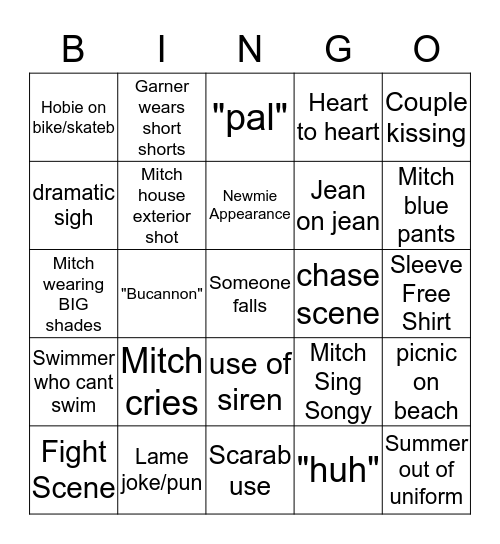 Baywatch Bingo 2 Bingo Card