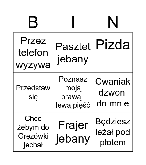 Bocian Bingo Card