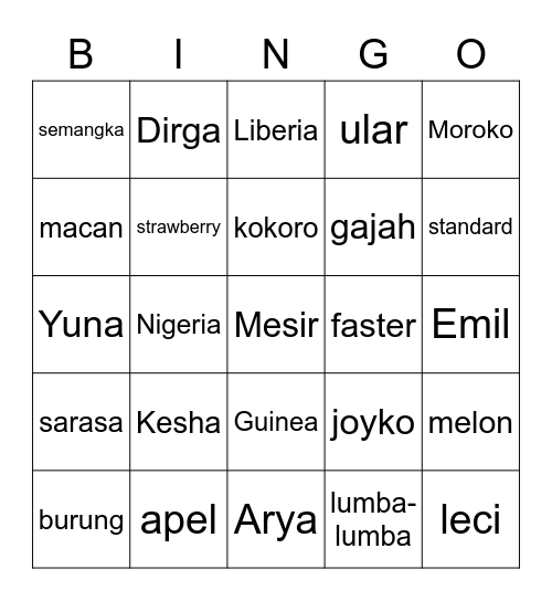 HM's BINGO Card