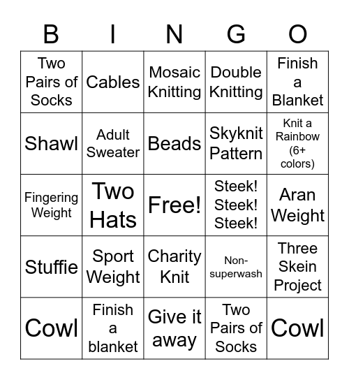 Craft your Buns 2021 Bingo Card