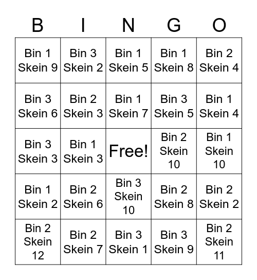 Craft Your Buns, Skein BINgo Card