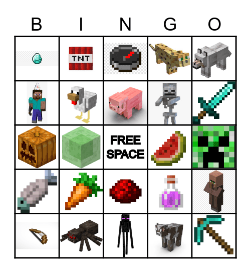 Minecraft Bingo Game Bingo Card
