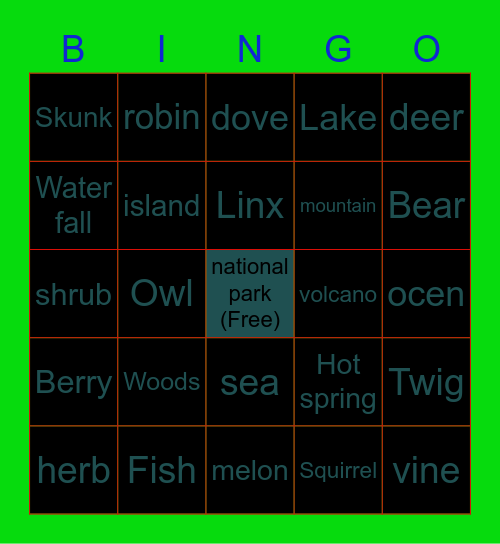 nature Bingo Card