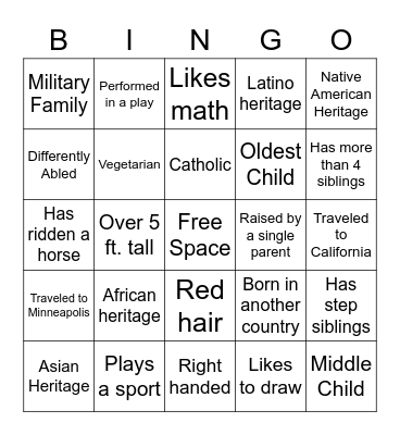 World Thinking Day Bingo Card
