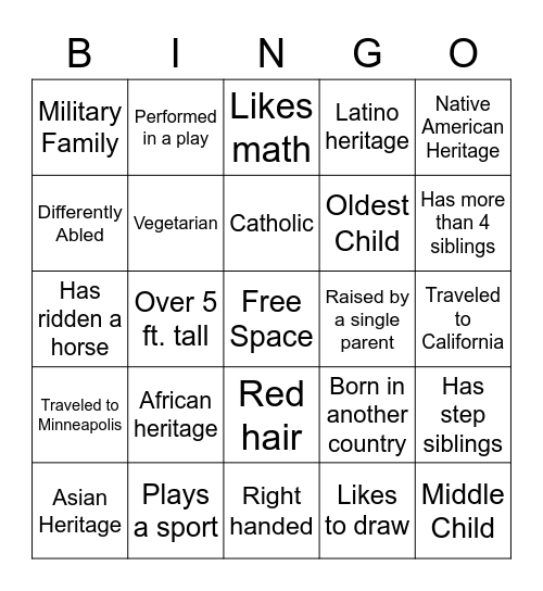 World Thinking Day Bingo Card