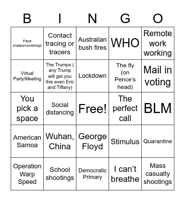 2020 Bingo Card