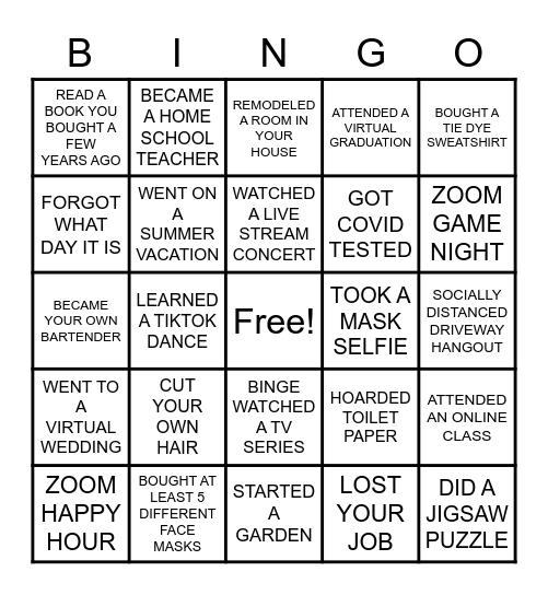 2020 BINGO Card