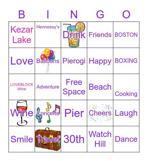 Hannah’s BIRTHDAY BINGO Card