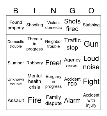 Police Bingo Card