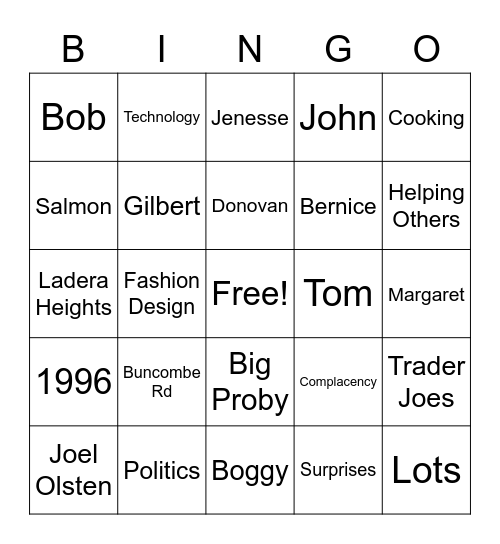 Ruth Birthday BINGO Card