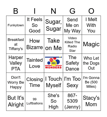 TAP IT ONE HIT WONDERS Bingo Card