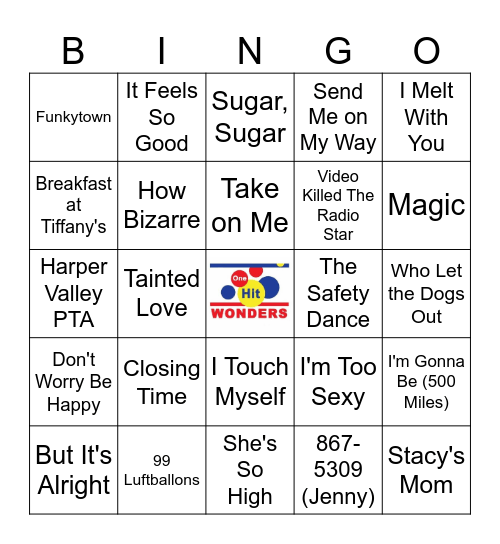 TAP IT ONE HIT WONDERS Bingo Card