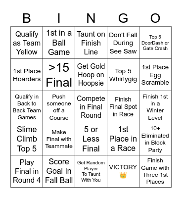 FALL GUYS BINGO Card