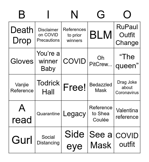 RPDR Season 13 Bingo Card