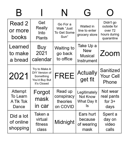2021 Bingo Card