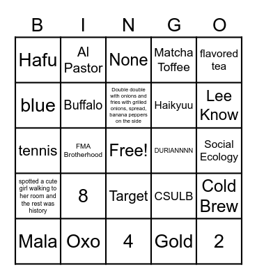 Secret Santa Bingo Card