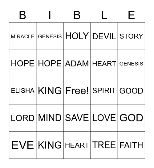 SERMON Bingo Card