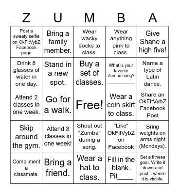 New Year's Bingo Card