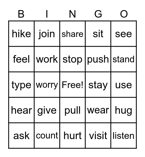 Simple present  Bingo Card