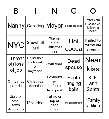 Hallmark Christmas Movie 🎄 Bingo Card