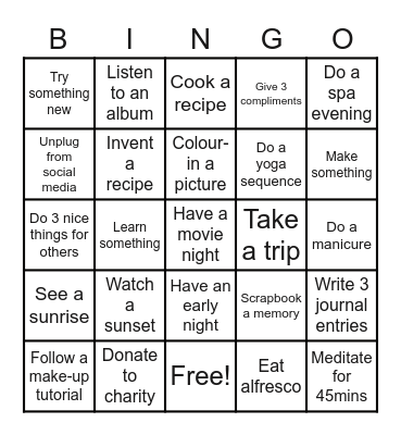 2021 Bingo Card