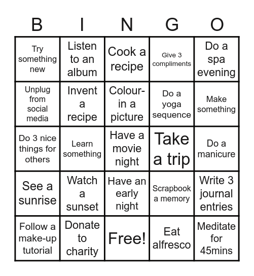 2021 Bingo Card