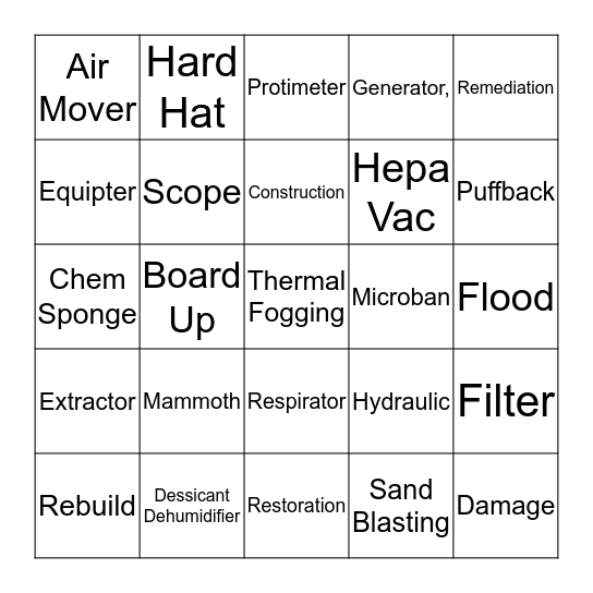 Mammoth Bingo Card
