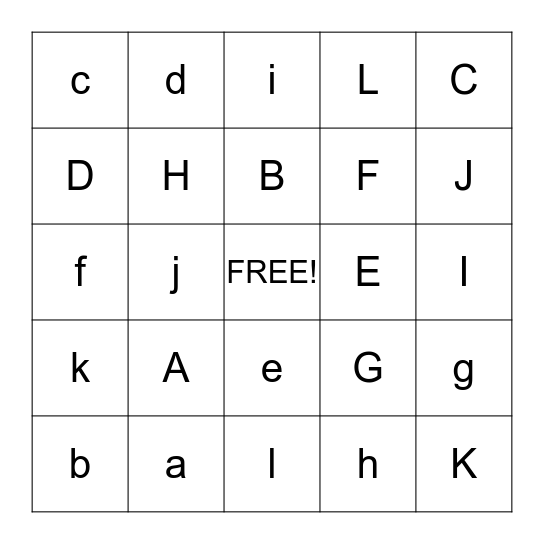 Alphabet Bingo Card