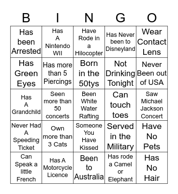 Troy & Lina's New Years Party 2014 Bingo Card