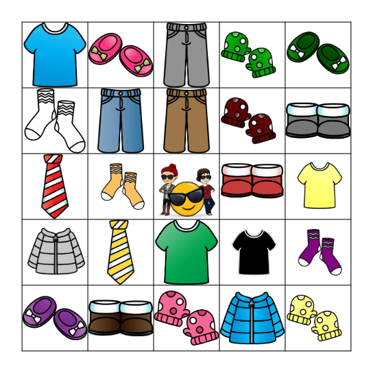 La ropa y los colores Bingo Card