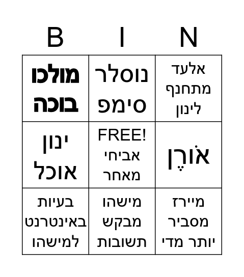 יג"6 Bingo Card