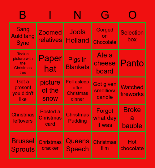 2020 Christmas bingo Card