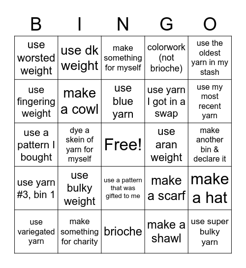 Bin? Go! 2021 #1 Bingo Card