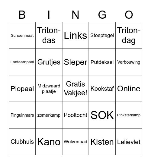 Triton Bingo Festijn Bingo Card