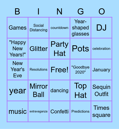 New Years 2021 Bingo Card
