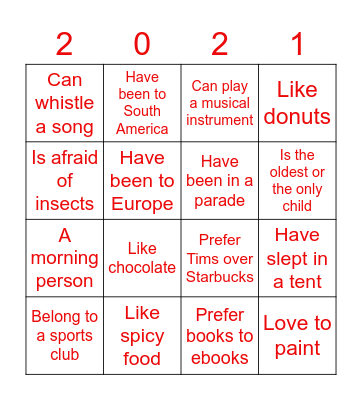 Holiday Bingo Card